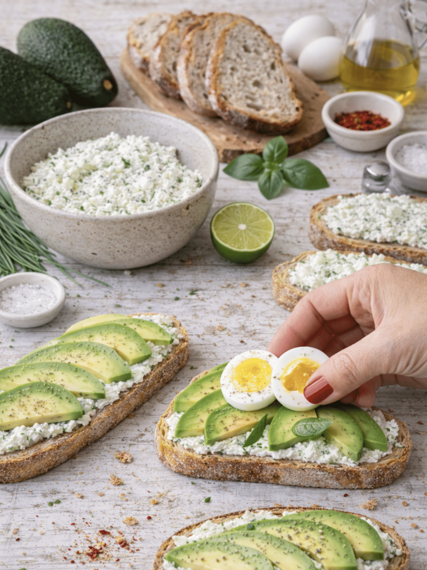 faisselle toast oeuf avocat