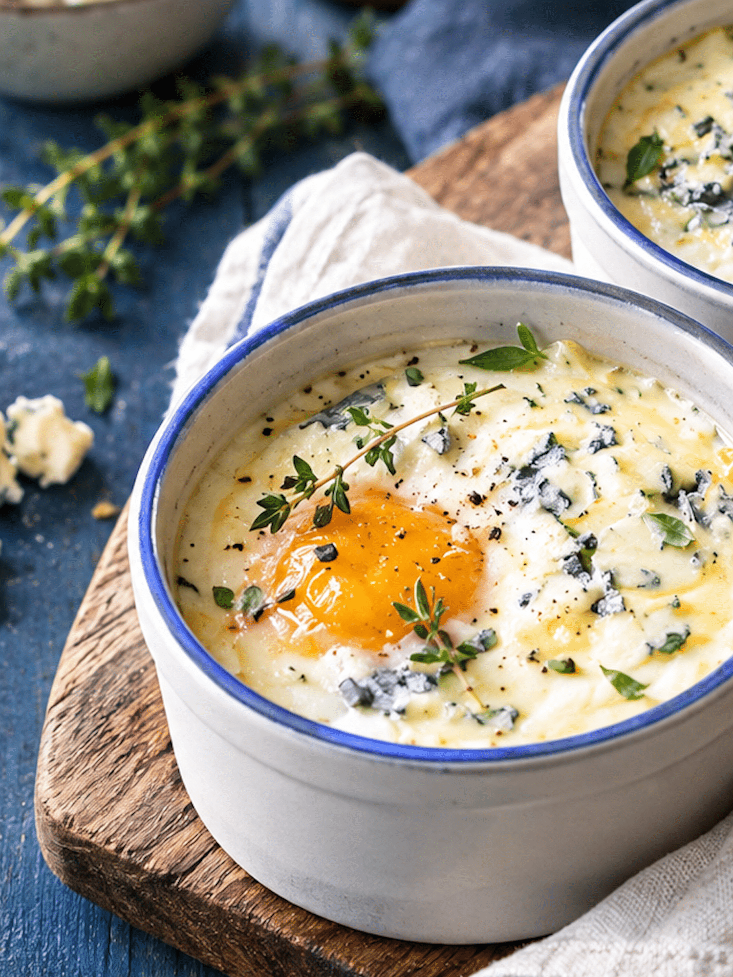 Bleu sapin oeufs cocotte